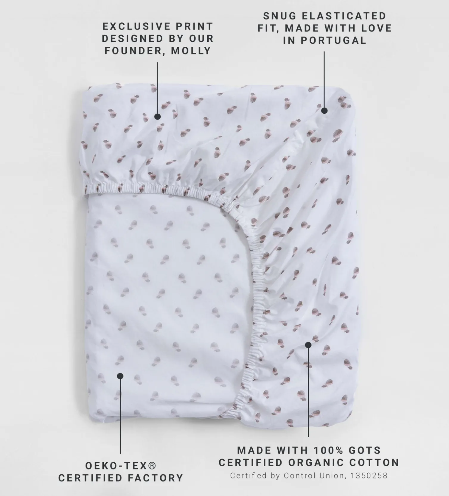 Secret Linen Store Acorn 100% Organic Cotton Fitted Sheet