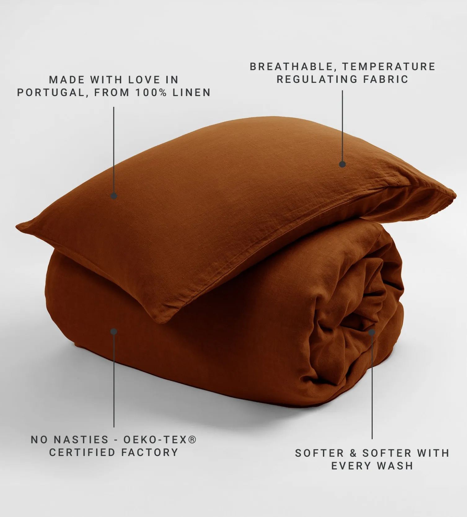 Secret Linen Store Amber 100% Linen Duvet Cover