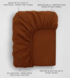 Secret Linen Store Amber 100% Linen Fitted Sheet