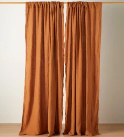 Secret Linen Store Amber 100% Linen Loop Top Curtain (Single)
