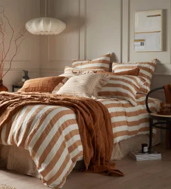 Secret Linen Store Amber Cora Stripe 100% Linen Duvet Cover