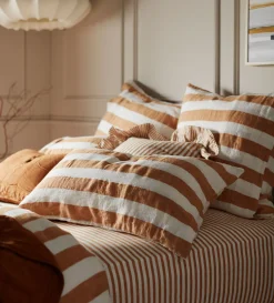 Secret Linen Store Amber Cora Stripe 100% Linen Duvet Cover