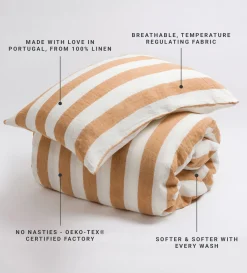 Secret Linen Store Amber Cora Stripe 100% Linen Pillowcase