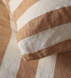 Secret Linen Store Amber Cora Stripe 100% Linen Fitted Sheet