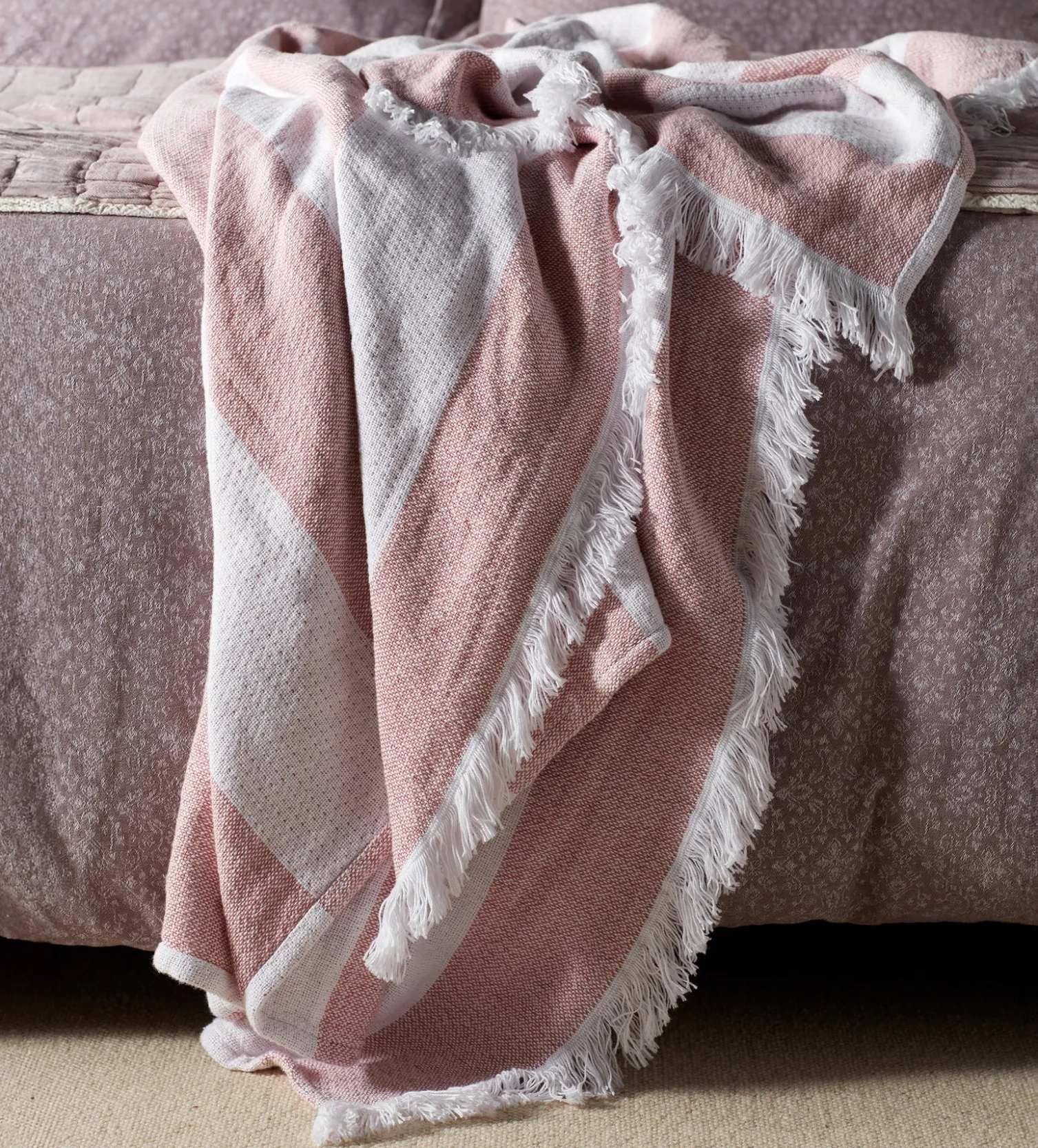 Secret Linen Store Ash Rose Sofia 100% Cotton Blanket