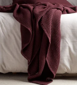 Secret Linen Store Beetroot Big Waffle 100% Cotton Throw