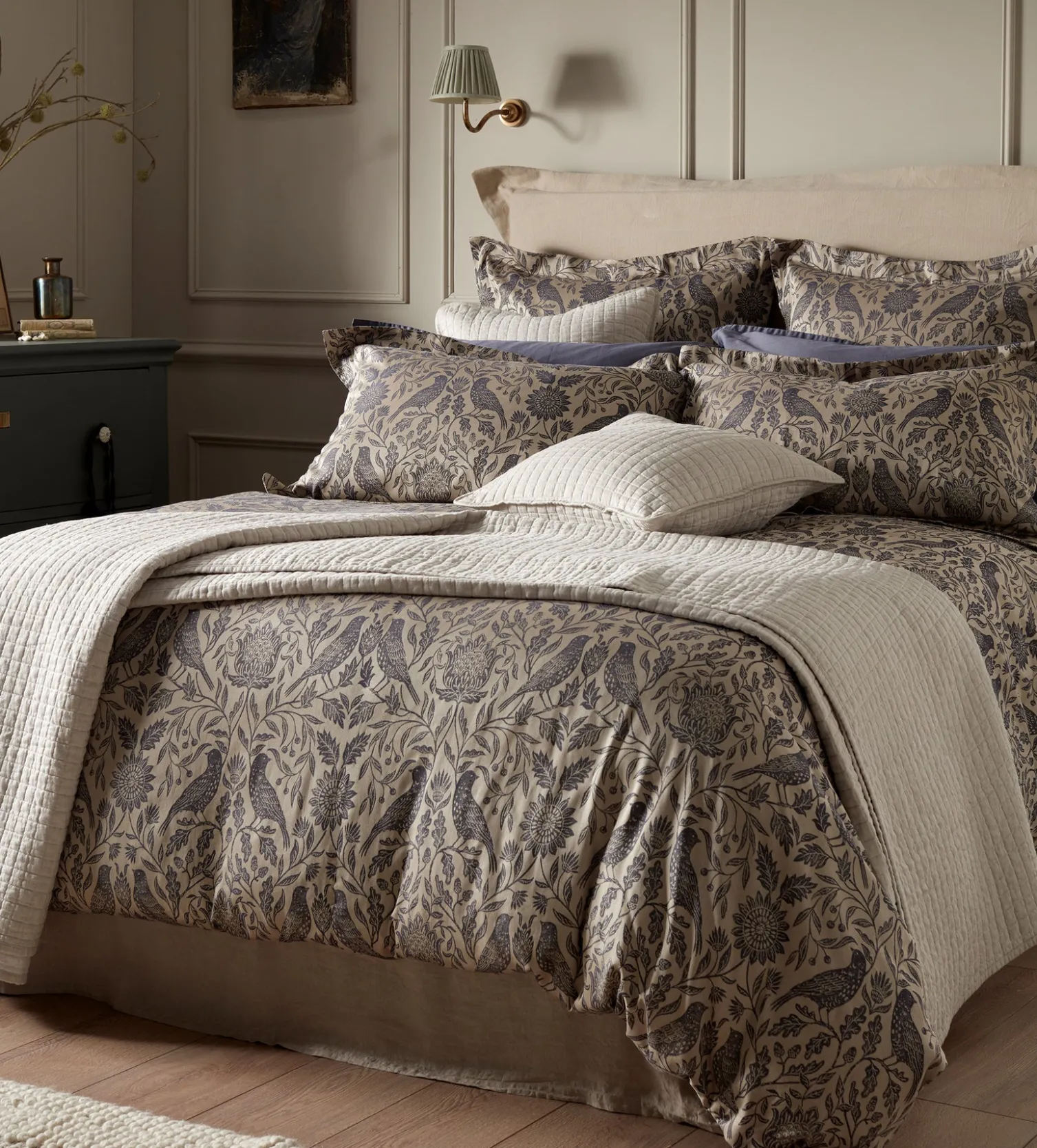 Secret Linen Store Birdie Jacquard 100% Cotton Duvet Cover