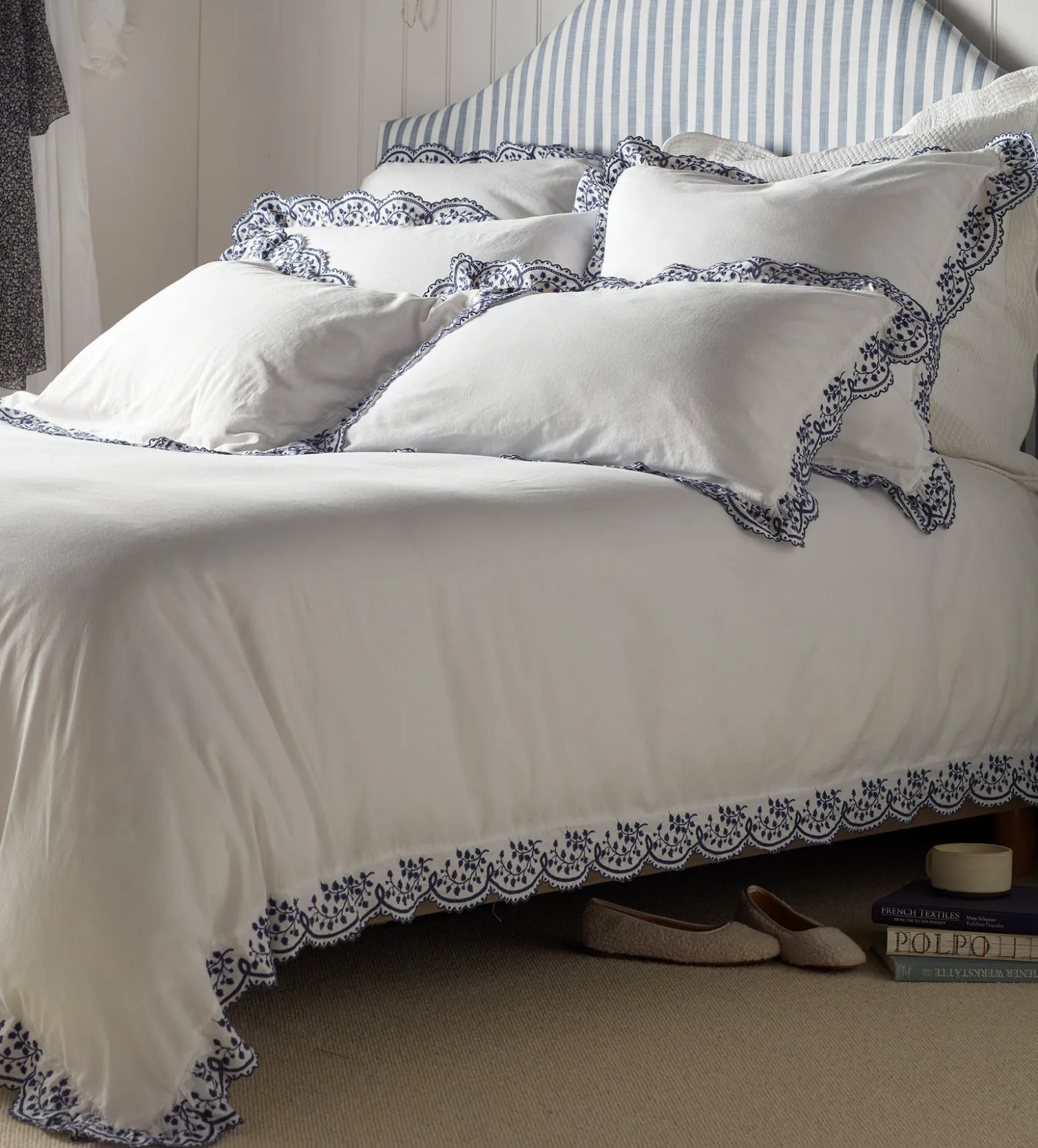 Secret Linen Store Blue Elsie Cotton Linen Duvet Cover