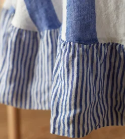 Secret Linen Store Cobalt Cora 100% Linen Frill Tablecloth
