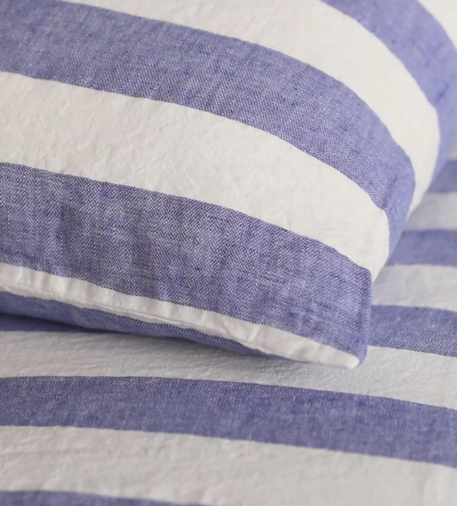 Secret Linen Store Cobalt Cora Stripe 100% Linen Duvet Cover