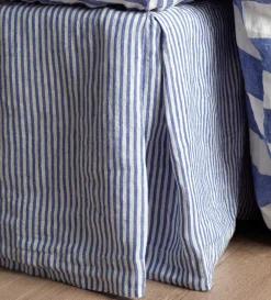 Secret Linen Store Cobalt Cora Stripe Linen Valance