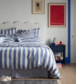Secret Linen Store Cobalt Cora Stripe Linen Valance