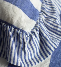 Secret Linen Store Cobalt 100% Linen Frill Edge Cushion Cover