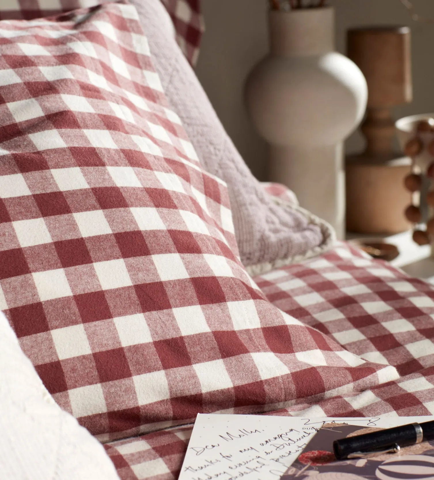 Secret Linen Store Gingham Brushed 100% Organic Cotton Duvet Cover