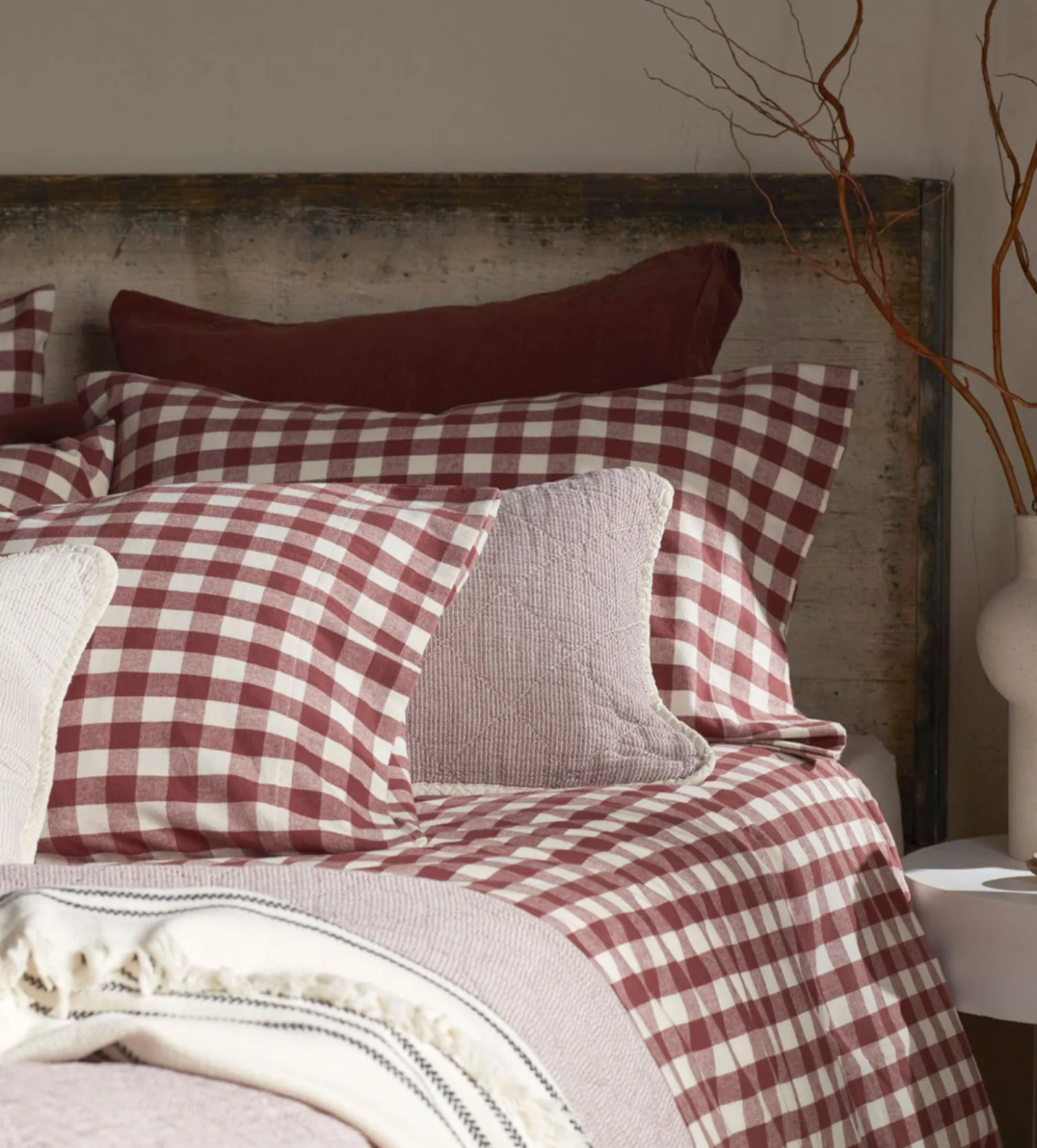 Secret Linen Store Gingham Brushed 100% Organic Cotton Pillowcase