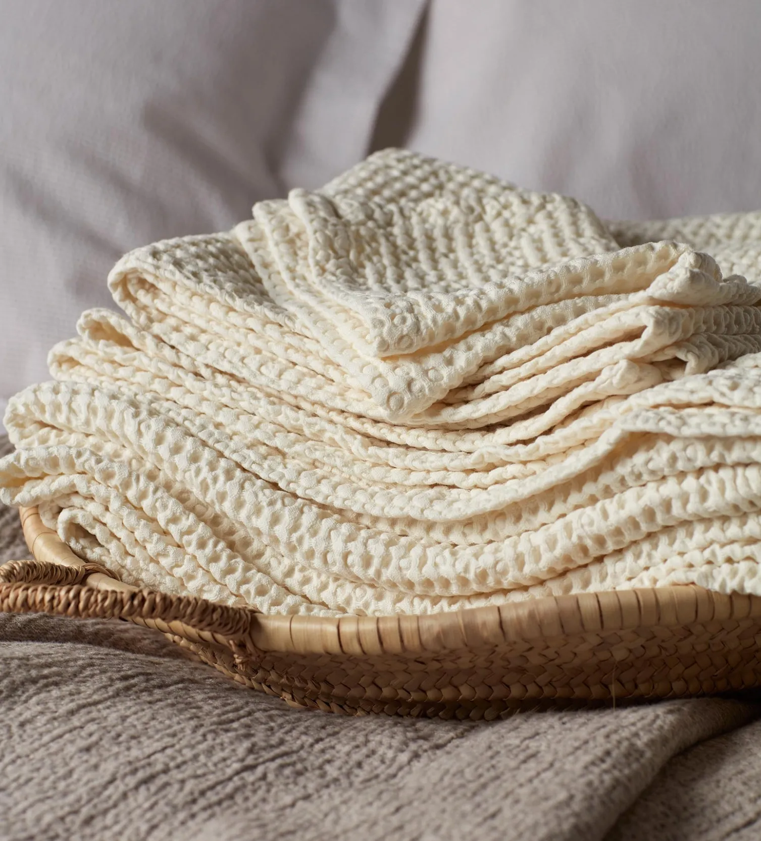 Secret Linen Store Cream 100% Cotton Waffle Towels