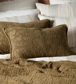 Secret Linen Store Dark Olive Clover 100% Cotton Quilted Cushion Cover