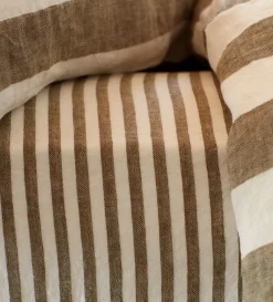 Secret Linen Store Dark Olive Cora Stripe 100% Linen Duvet Cover