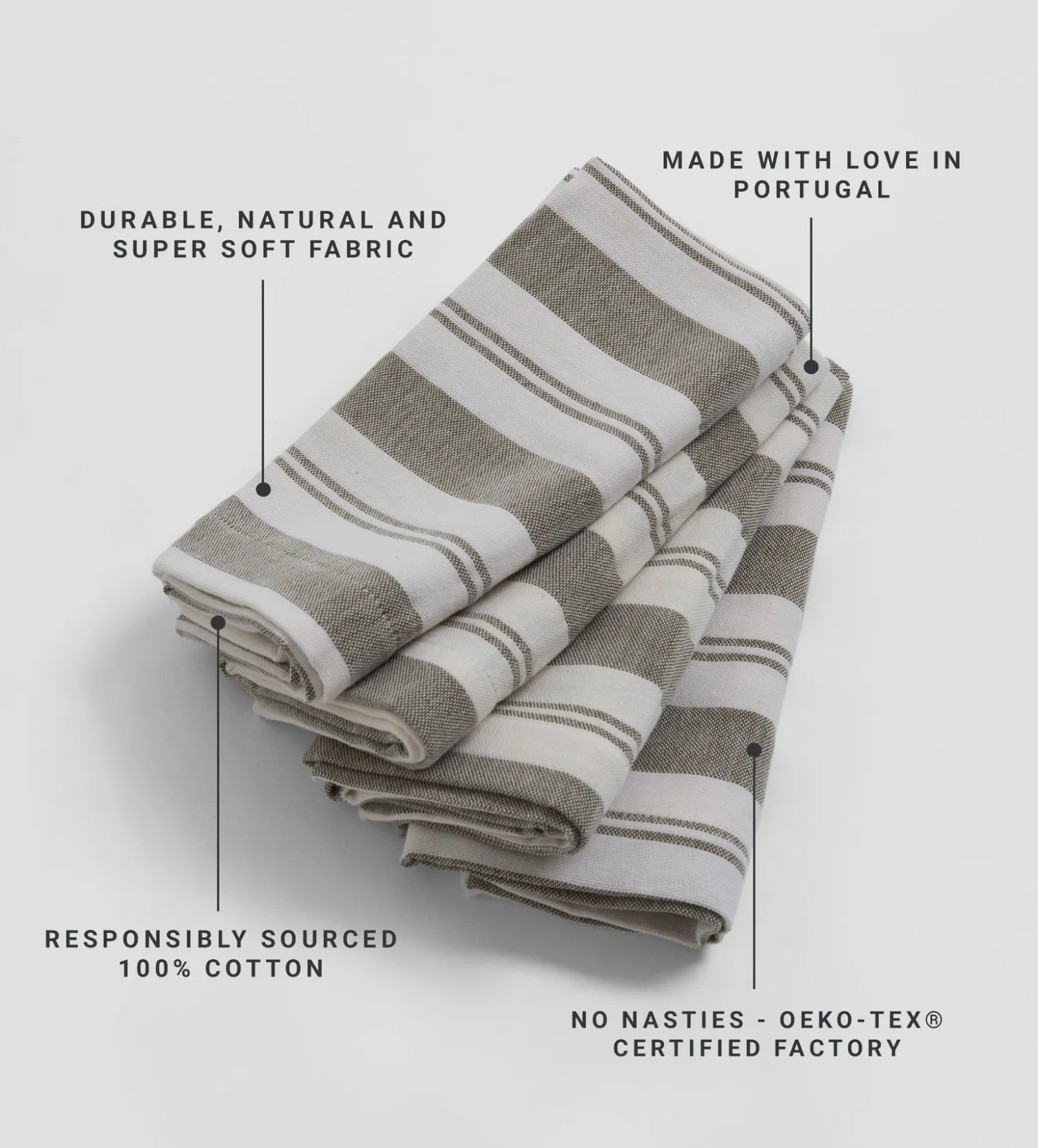 Secret Linen Store Dark Olive Isaac 100% Cotton Napkins - Set of 4