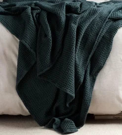 Secret Linen Store Darkest Spruce Big Waffle 100% Cotton Cushion Cover