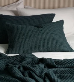 Secret Linen Store Darkest Spruce Big Waffle 100% Cotton Throw