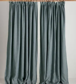Secret Linen Store Twill Cotton Linen Blackout Pencil Pleat Curtains (Pair)