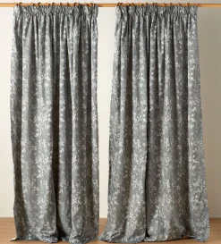 Secret Linen Store Florence Floral Jacquard 100% Cotton Lined Pencil Pleat Curtain (Pair)