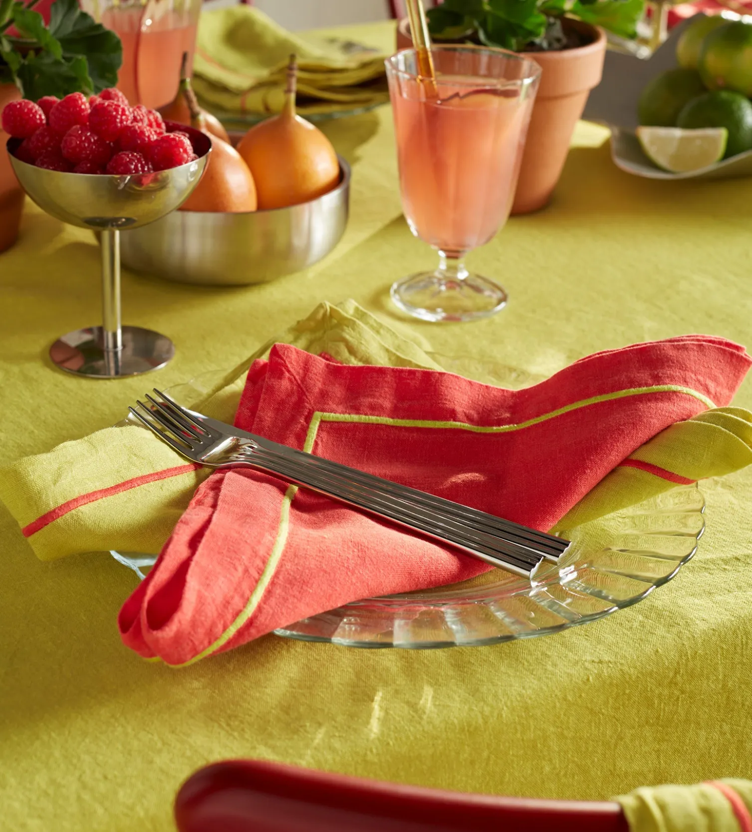 Secret Linen Store Glassette Tomato 100% Linen Napkins
