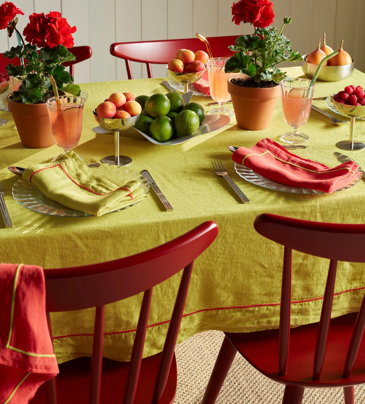 Secret Linen Store Glassette Vine 100% Linen Tablecloth
