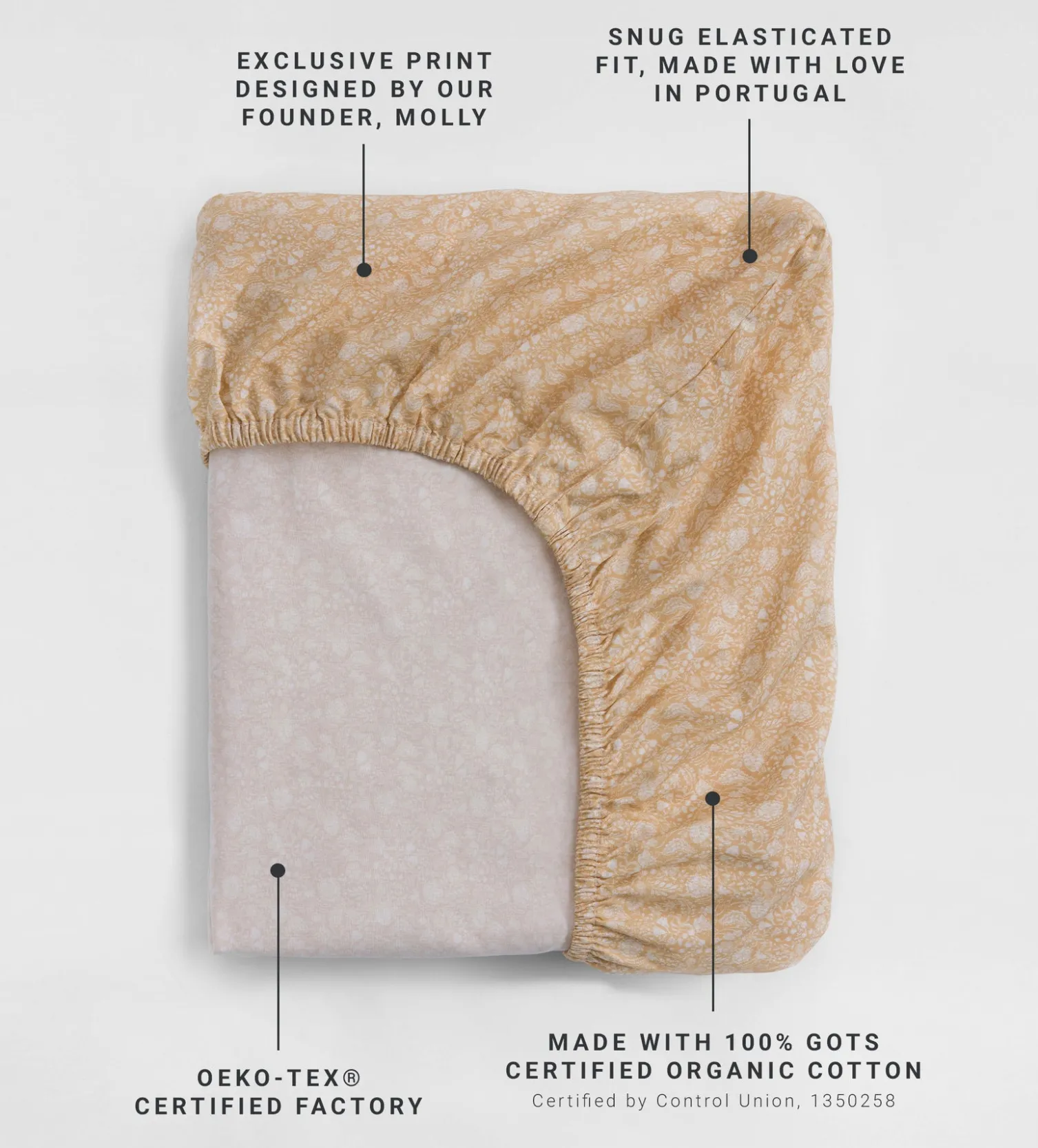 Secret Linen Store Honey Elle 100% Organic Cotton Fitted Sheet