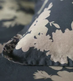 Secret Linen Store Ink Blue Flower Press Linen Blend Pillowcase