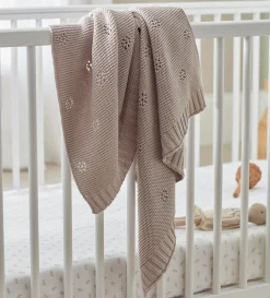 Secret Linen Store Bailey 100% Organic Cotton Knitted Baby Blanket