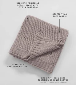 Secret Linen Store Bailey 100% Organic Cotton Knitted Baby Blanket