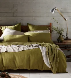 Secret Linen Store Green 100% Linen Duvet Cover