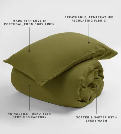 Secret Linen Store Green 100% Linen Duvet Cover