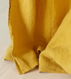 Secret Linen Store Mustard 100% Linen Loop Top Curtain (Single)