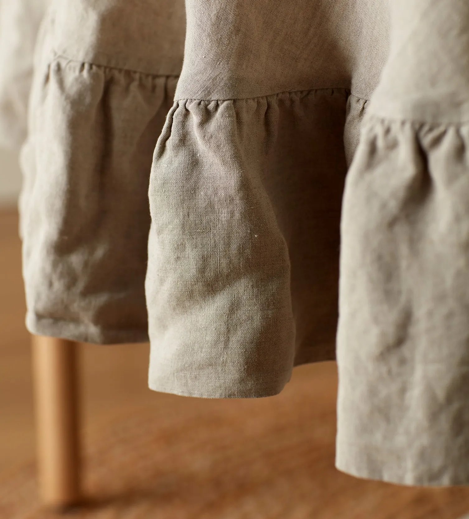 Secret Linen Store Natural 100% Linen Frill Tablecloth