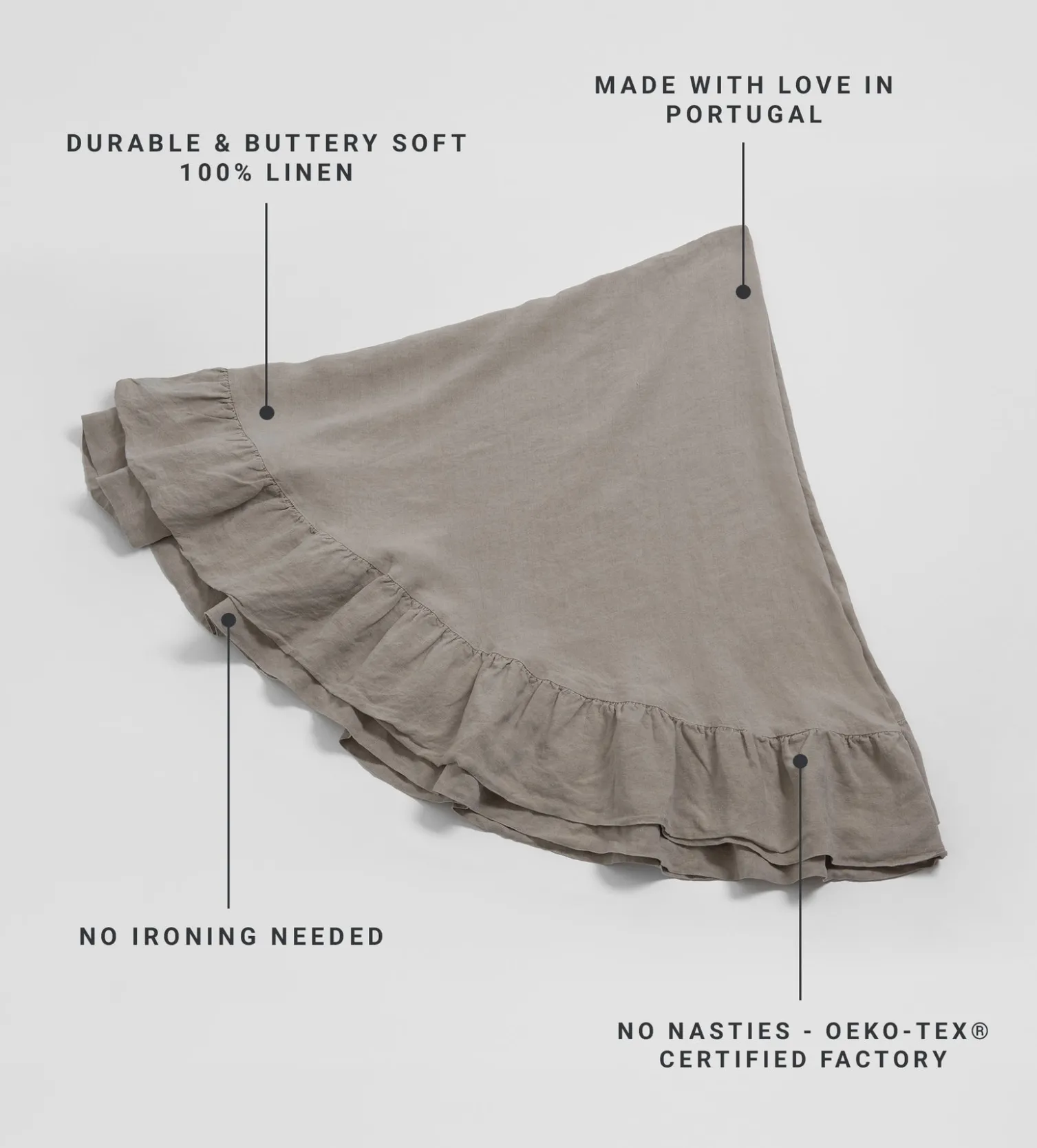 Secret Linen Store Natural 100% Linen Frill Tablecloth