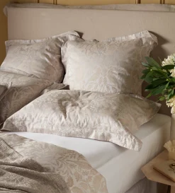 Secret Linen Store Natural Birdie Jacquard 100% Cotton Pillowcase