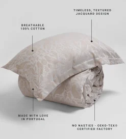 Secret Linen Store Natural Birdie Jacquard 100% Cotton Pillowcase