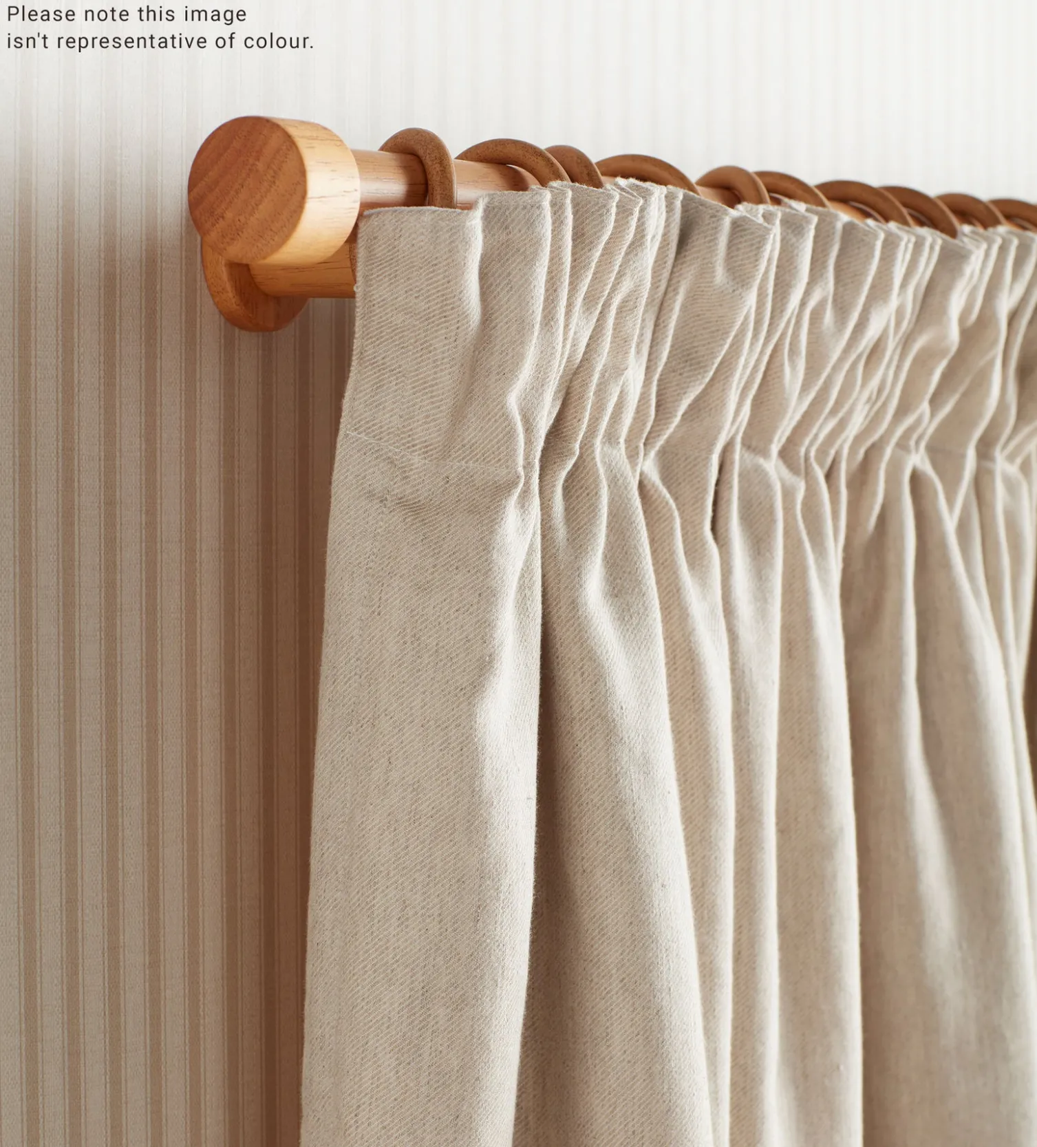 Secret Linen Store Natural Birdie Jacquard 100% Cotton Lined Pencil Pleat Curtain (Pair)