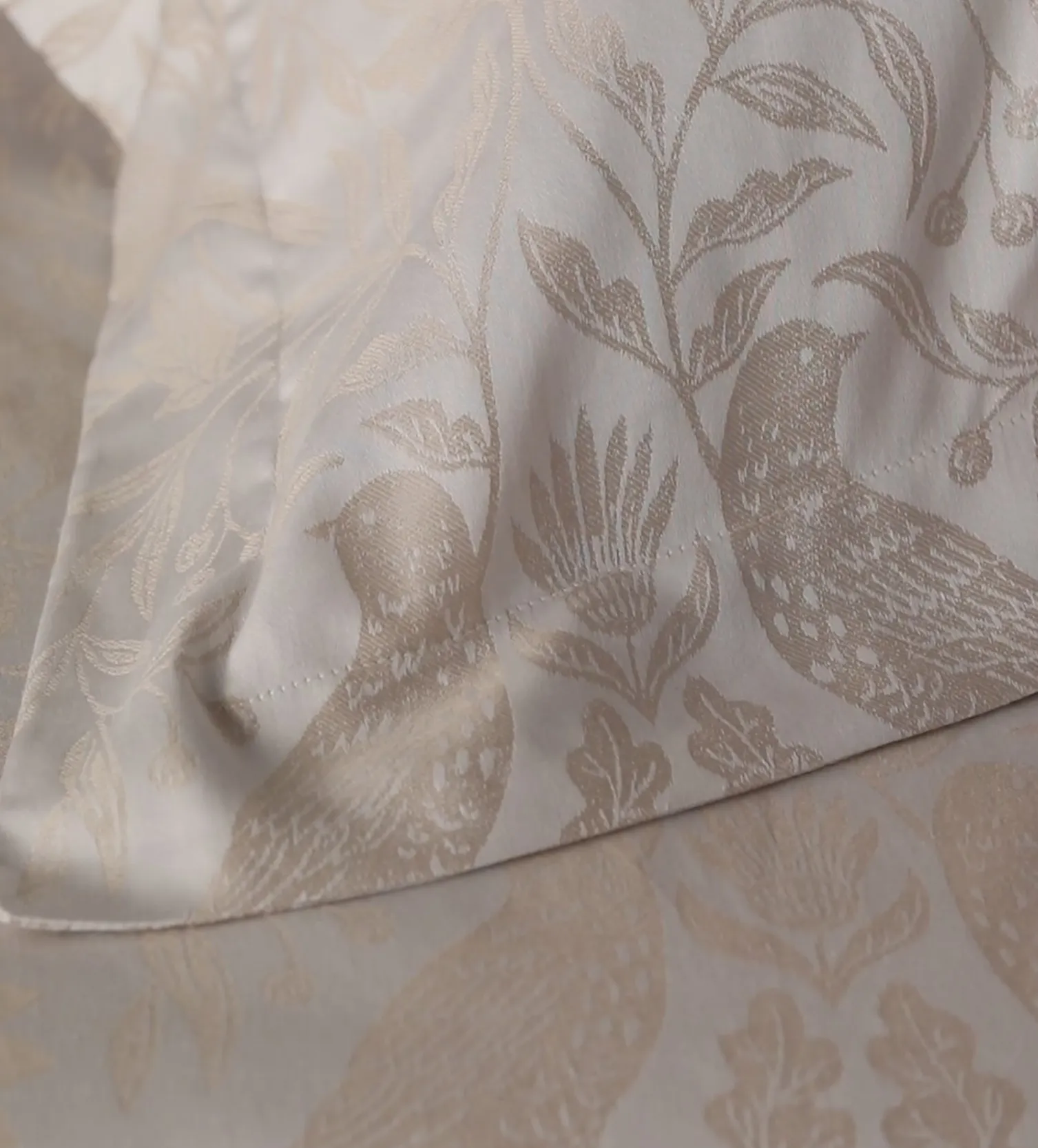 Secret Linen Store Natural Birdie Jacquard 100% Cotton Duvet Cover