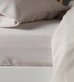 Secret Linen Store Natural Brushed Cotton Fitted Sheet