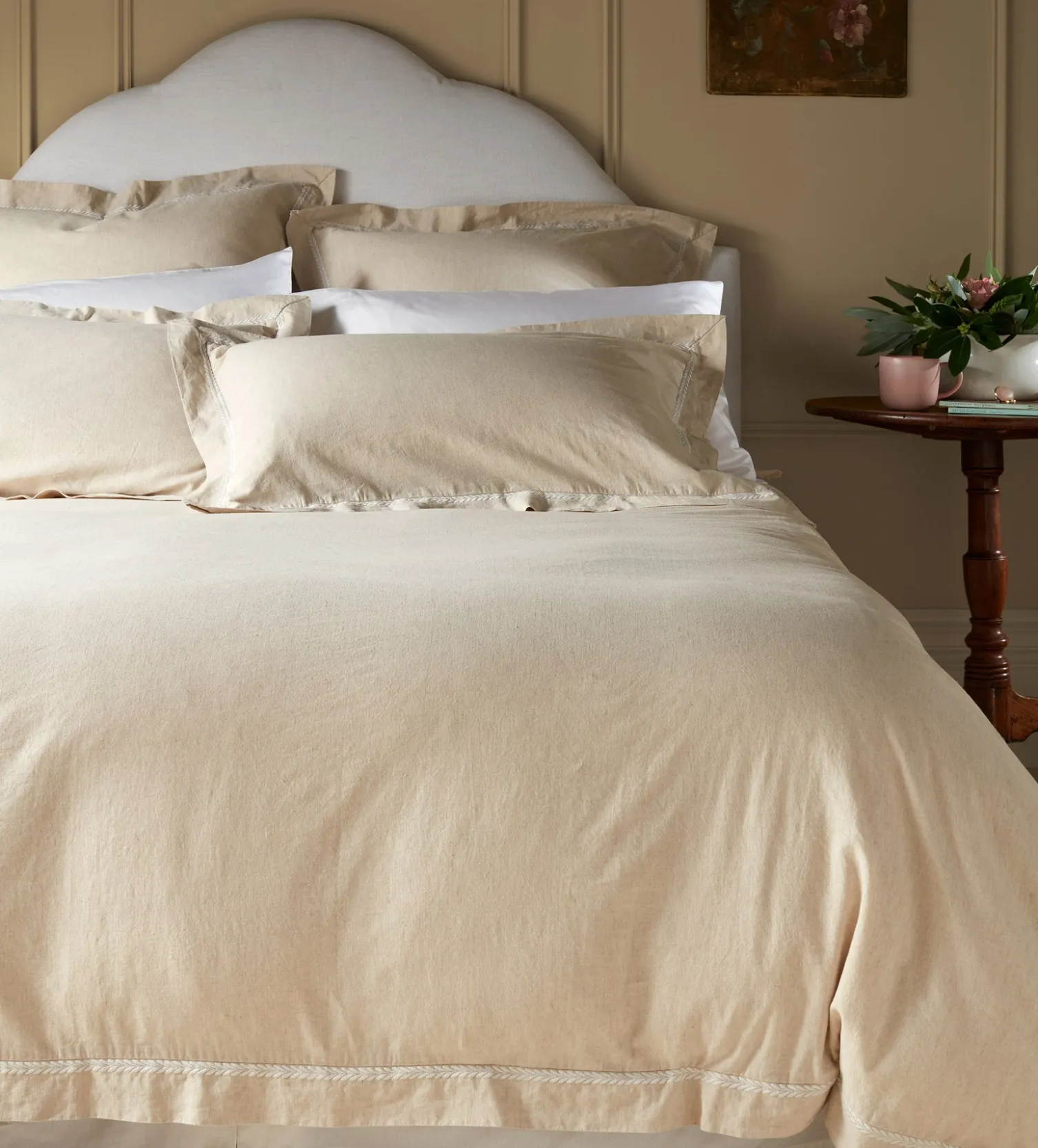 Secret Linen Store Natural Charlotte Cotton Linen Duvet Cover