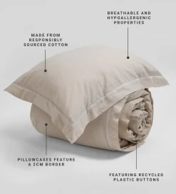 Secret Linen Store Natural Charlotte Cotton Linen Duvet Cover