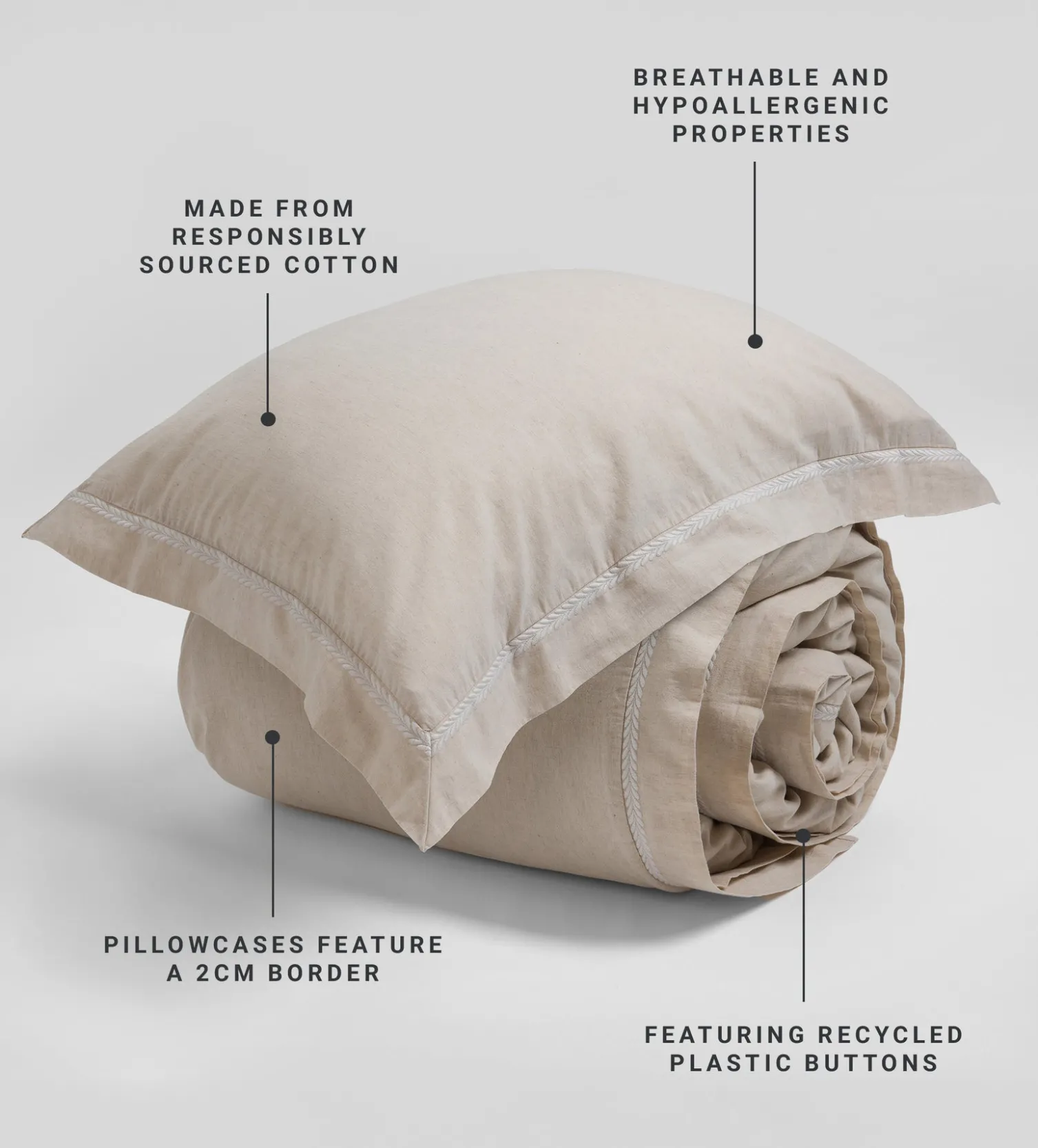 Secret Linen Store Natural Charlotte Cotton Linen Duvet Cover