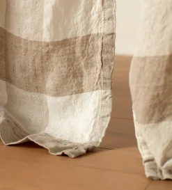 Secret Linen Store Gracie Gingham 100% Linen Loop Top Curtain (Single)