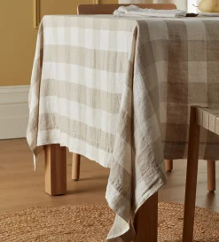 Secret Linen Store Gracie Gingham 100% Linen Tablecloth