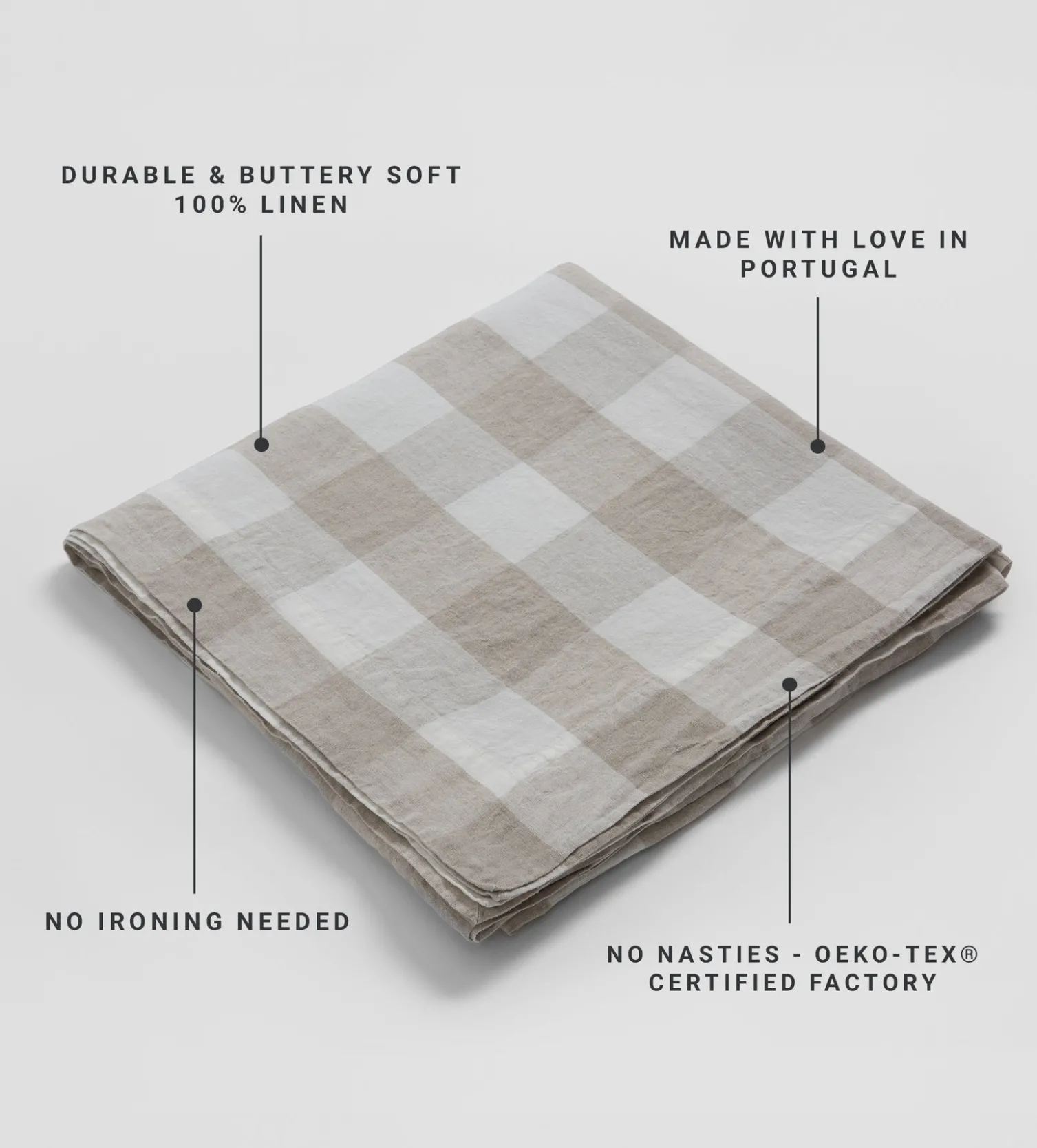 Secret Linen Store Gracie Gingham 100% Linen Tablecloth