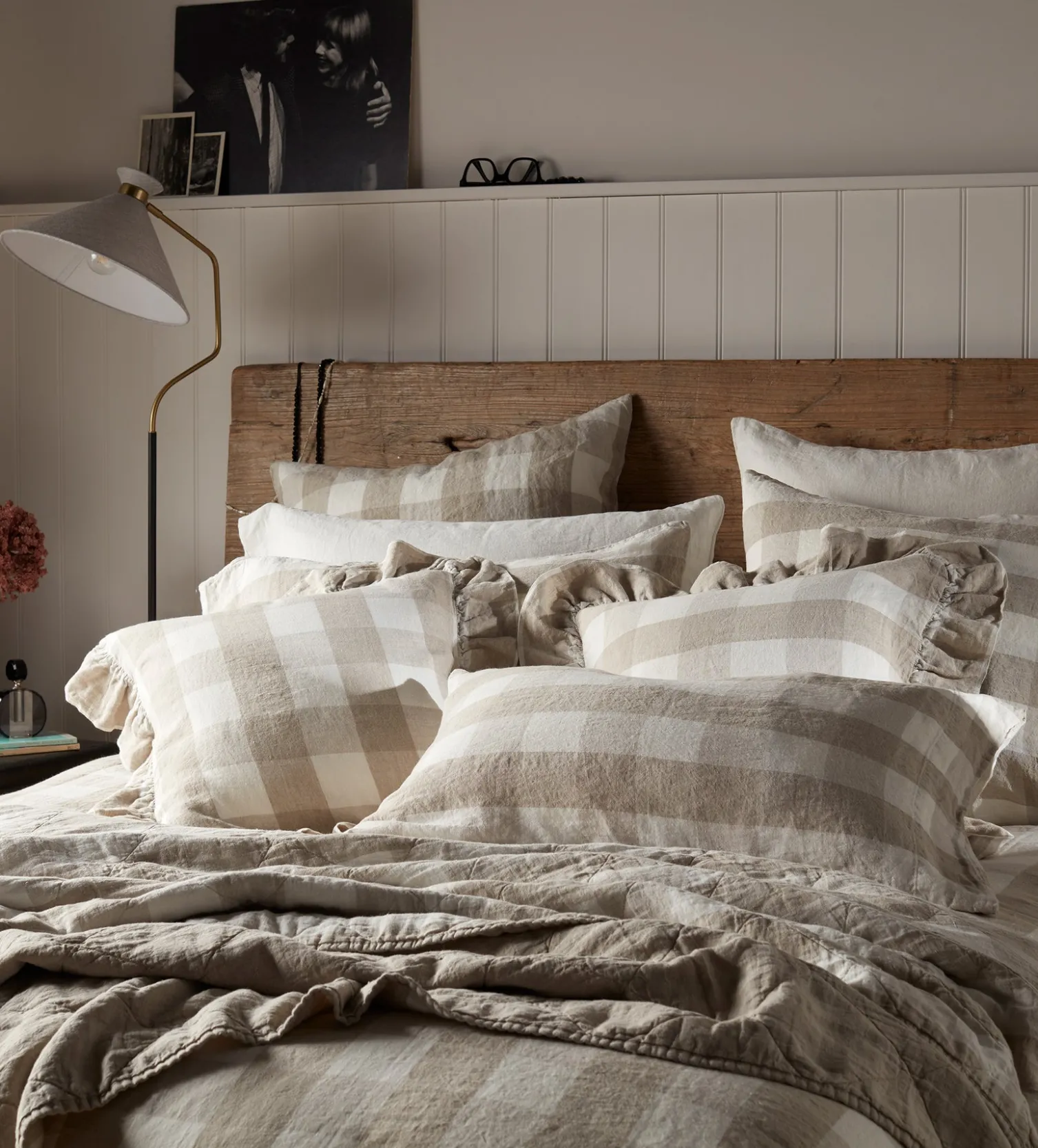 Secret Linen Store Gracie Gingham 100% Linen Pillowcase